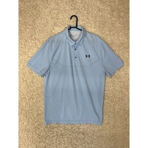 Under Armour Polo Shirt Mens Large Blue Perforated Breathable Golf Athletic